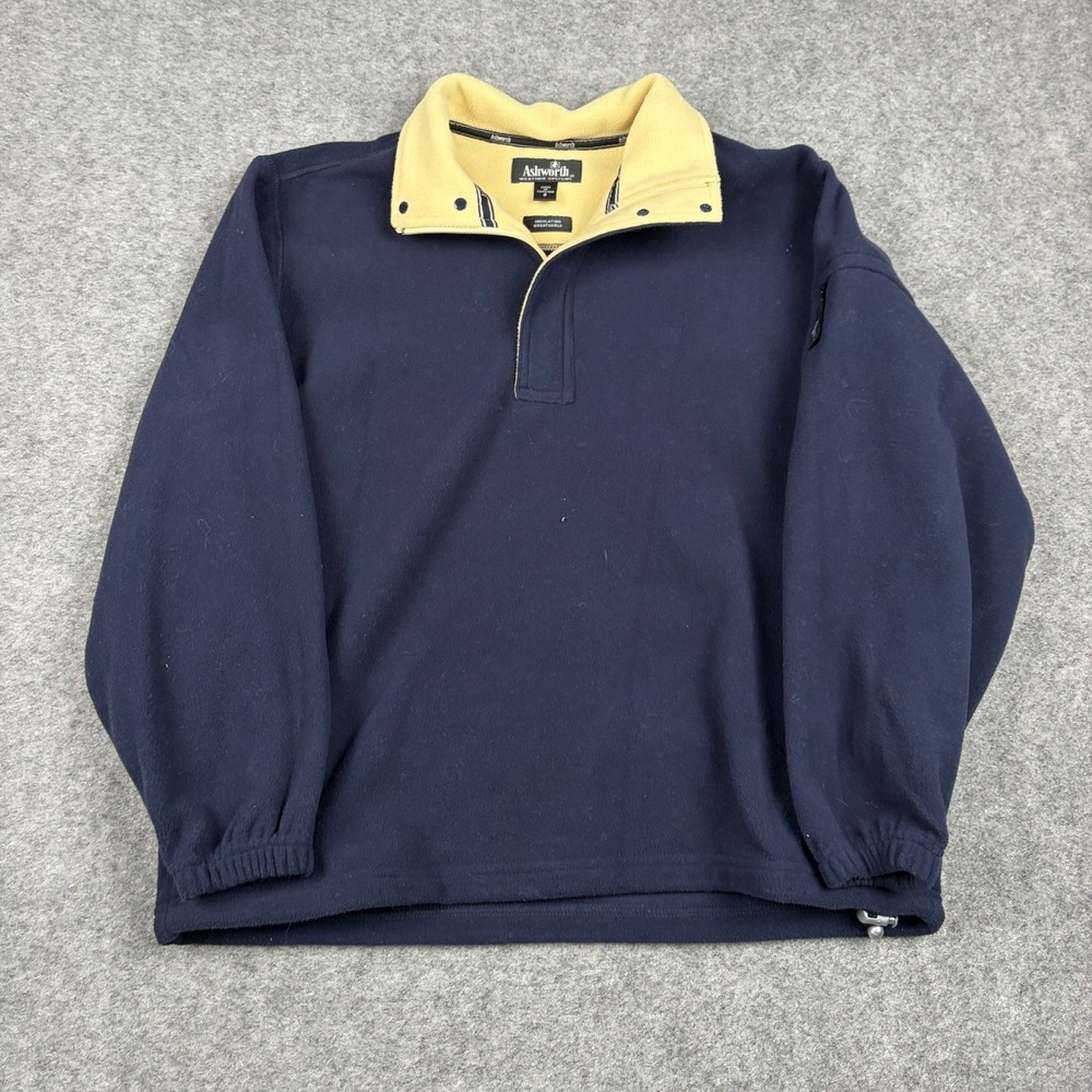 Ashworth Fleece Pullover Mens S Navy Blue Quarter Zip Weather Systems Jacket